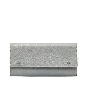 Celine Flap Multi Function Long Wallet Gray Leather